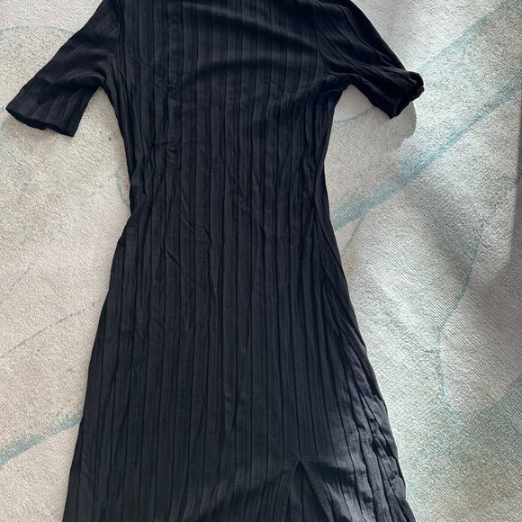 Reformation Zia Mock Neck Black Ribbed Minidress | Size S - Picture 3 of 5